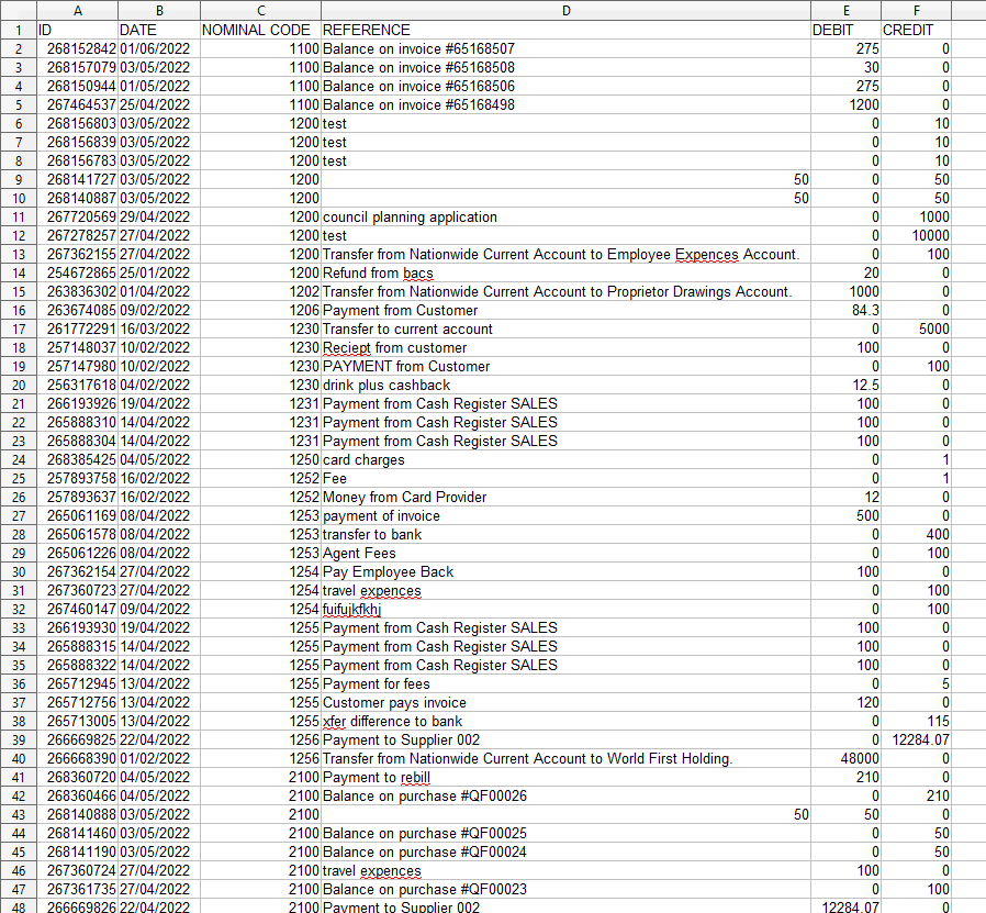 Nominal Ledger Listing Support QuickFile